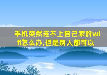 手机突然连不上自己家的wifi怎么办,但是别人都可以