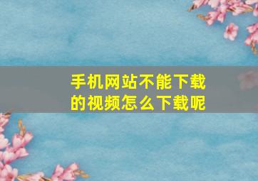 手机网站不能下载的视频怎么下载呢