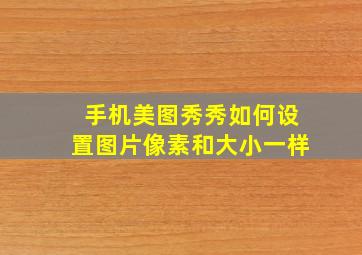 手机美图秀秀如何设置图片像素和大小一样