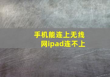 手机能连上无线网ipad连不上