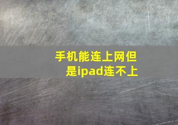 手机能连上网但是ipad连不上