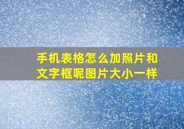 手机表格怎么加照片和文字框呢图片大小一样