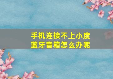 手机连接不上小度蓝牙音箱怎么办呢