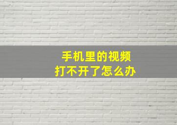 手机里的视频打不开了怎么办