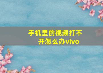 手机里的视频打不开怎么办vivo