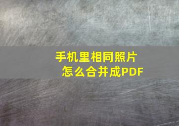 手机里相同照片怎么合并成PDF