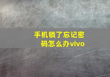 手机锁了忘记密码怎么办vivo