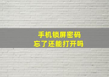 手机锁屏密码忘了还能打开吗