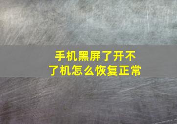 手机黑屏了开不了机怎么恢复正常