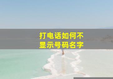 打电话如何不显示号码名字