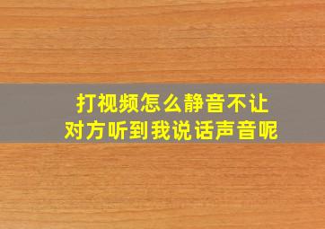 打视频怎么静音不让对方听到我说话声音呢