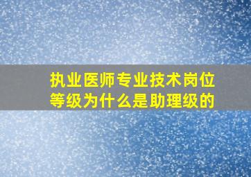 执业医师专业技术岗位等级为什么是助理级的