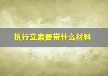 执行立案要带什么材料