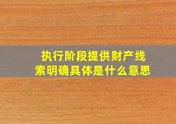 执行阶段提供财产线索明确具体是什么意思