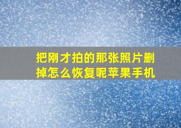 把刚才拍的那张照片删掉怎么恢复呢苹果手机