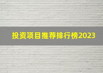 投资项目推荐排行榜2023