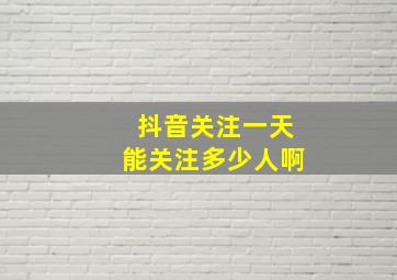 抖音关注一天能关注多少人啊