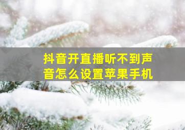 抖音开直播听不到声音怎么设置苹果手机