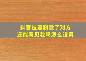 抖音拉黑删除了对方还能看见我吗怎么设置