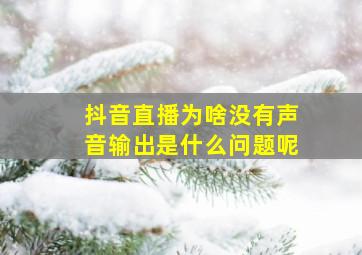 抖音直播为啥没有声音输出是什么问题呢