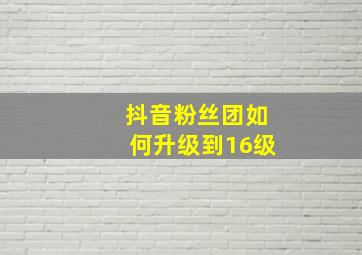 抖音粉丝团如何升级到16级