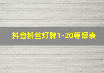 抖音粉丝灯牌1-20等级表