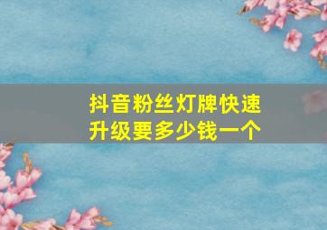 抖音粉丝灯牌快速升级要多少钱一个