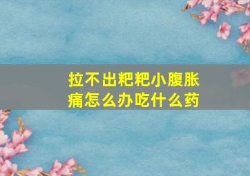 拉不出粑粑小腹胀痛怎么办吃什么药