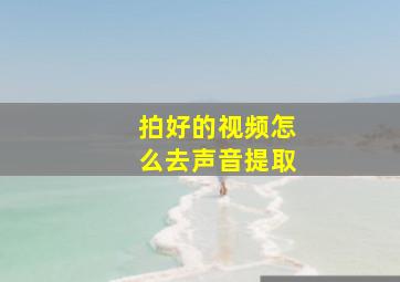 拍好的视频怎么去声音提取