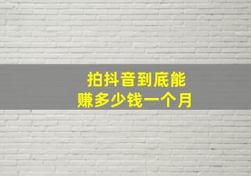 拍抖音到底能赚多少钱一个月