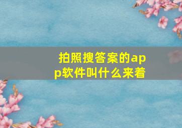 拍照搜答案的app软件叫什么来着