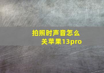 拍照时声音怎么关苹果13pro