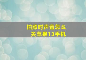 拍照时声音怎么关苹果13手机