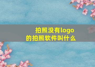 拍照没有logo的拍照软件叫什么