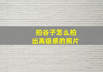 拍谷子怎么拍出高级感的照片