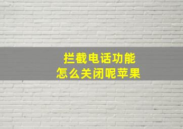 拦截电话功能怎么关闭呢苹果