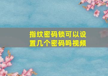 指纹密码锁可以设置几个密码吗视频