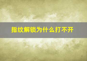 指纹解锁为什么打不开