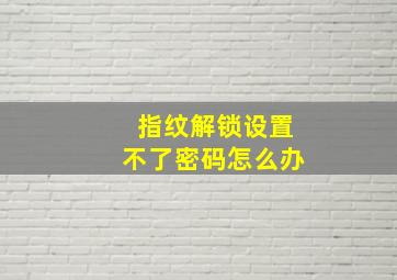 指纹解锁设置不了密码怎么办