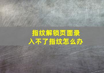 指纹解锁页面录入不了指纹怎么办