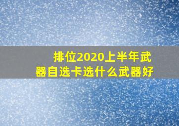 排位2020上半年武器自选卡选什么武器好