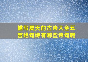 描写夏天的古诗大全五言绝句诗有哪些诗句呢