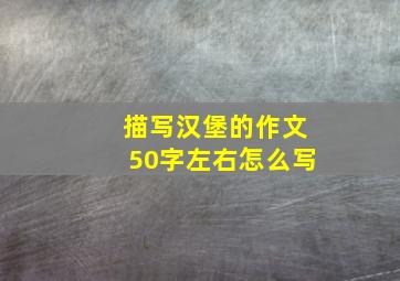 描写汉堡的作文50字左右怎么写