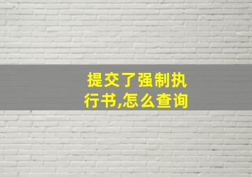 提交了强制执行书,怎么查询