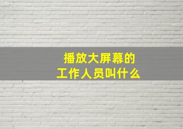 播放大屏幕的工作人员叫什么