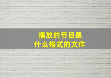 播放的节目是什么格式的文件