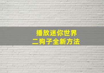 播放迷你世界二狗子全新方法