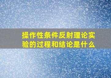 操作性条件反射理论实验的过程和结论是什么