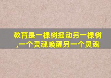 教育是一棵树摇动另一棵树,一个灵魂唤醒另一个灵魂