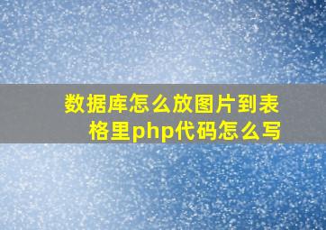 数据库怎么放图片到表格里php代码怎么写